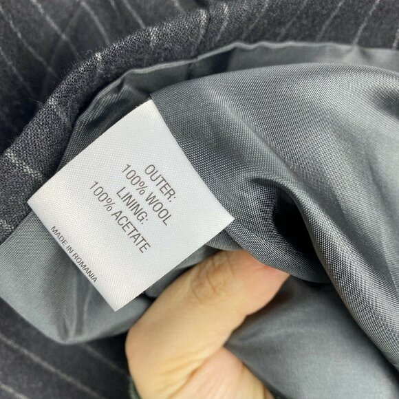 L.K. Bennett Womens Blazer Wool Gray Pinstripe One Button Size 12 Notched Collar - Picture 5 of 7